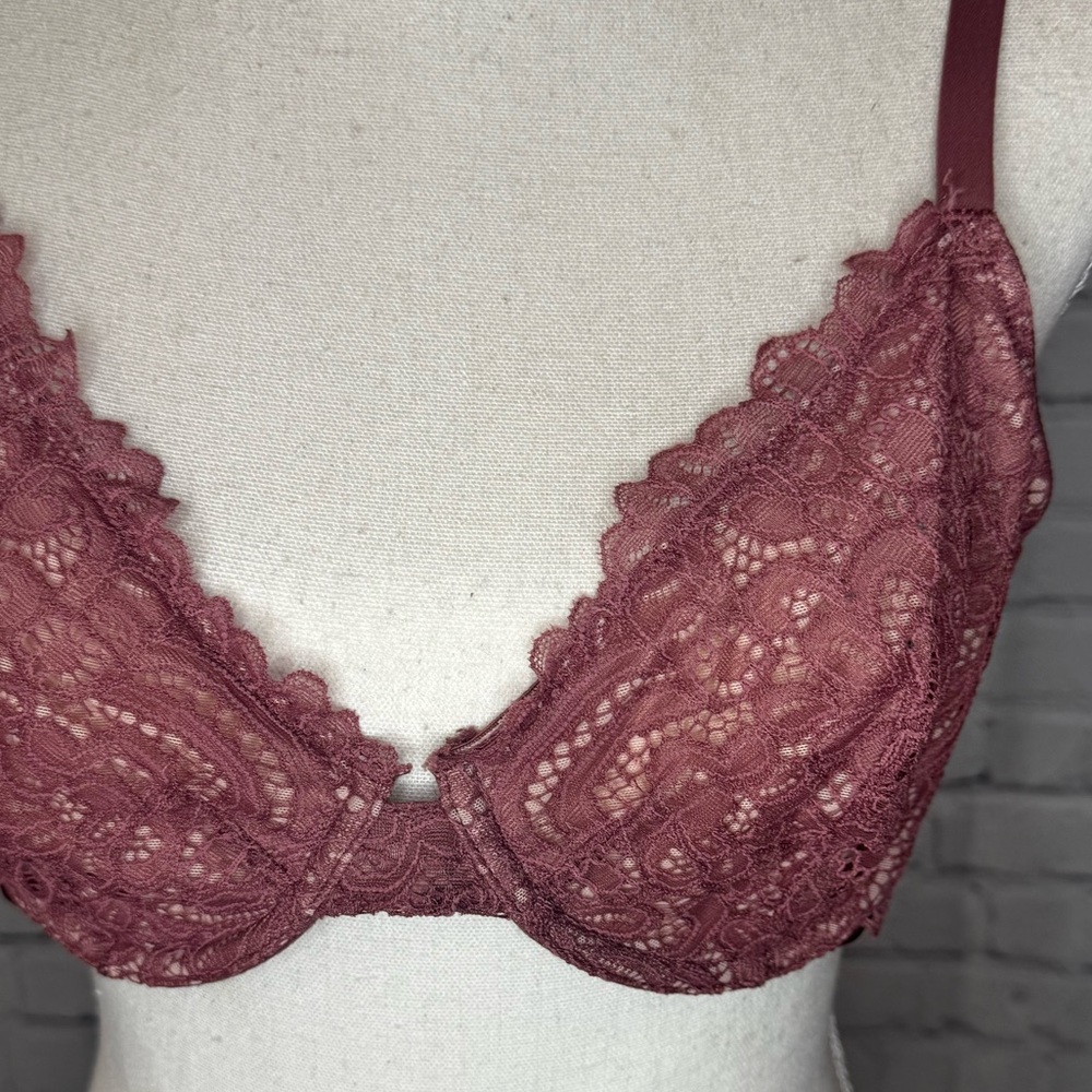 {Soma} Lace Unlined Plunge Underwire Bra in Dusty Pink